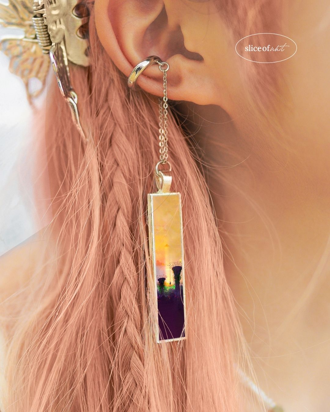 Midnight Unravel Waves Handmade Ear Cuffs | Illustrated Pastel Jewellery | Singapore Art Souvenir