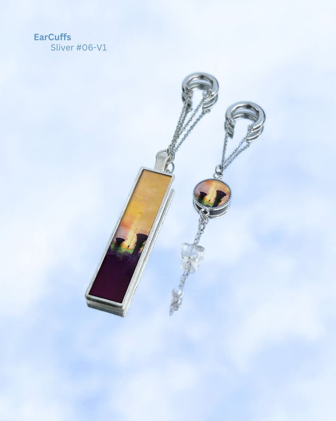 Midnight Unravel Waves Handmade Ear Cuffs | Illustrated Pastel Jewellery | Singapore Art Souvenir