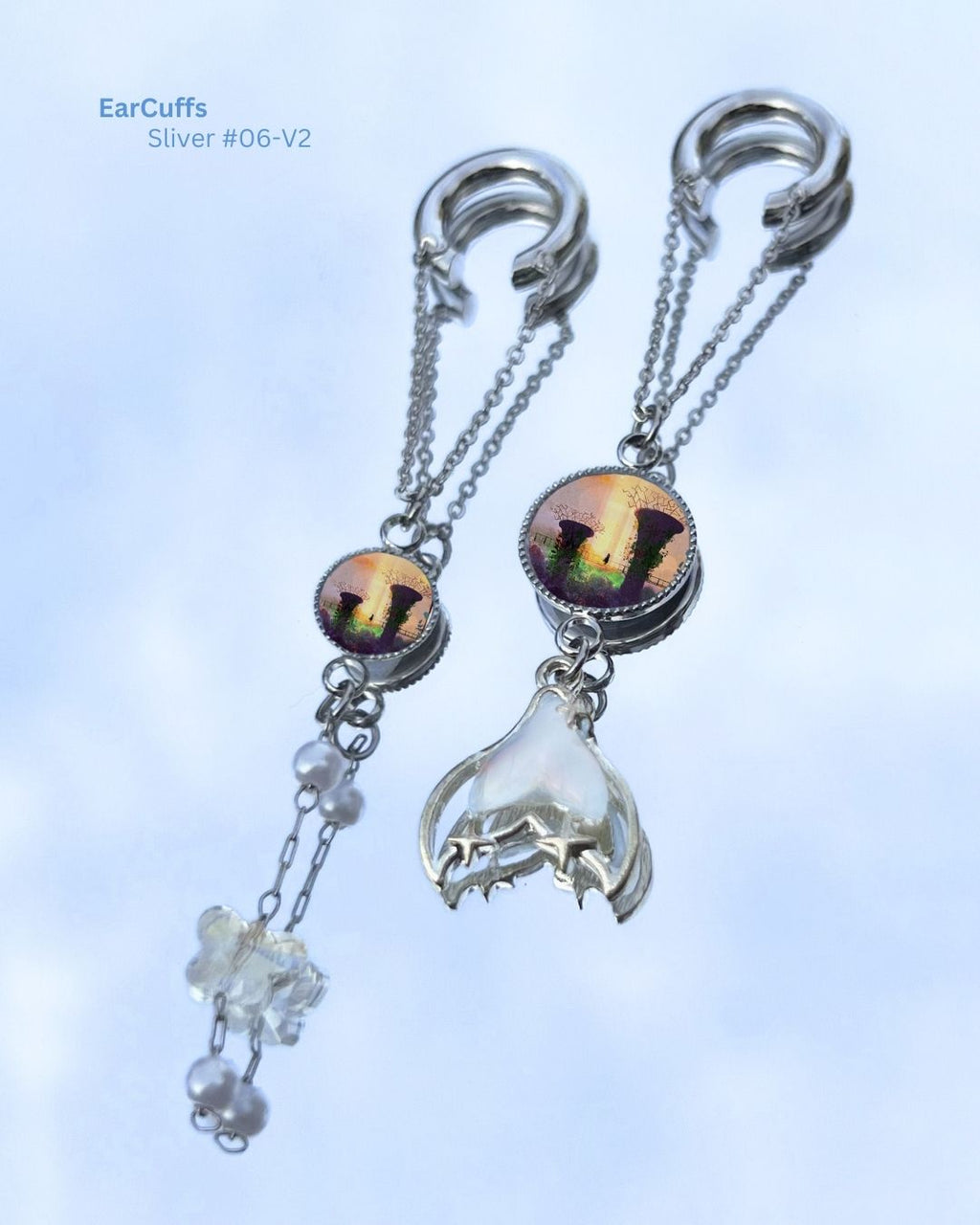 Midnight Unravel Waves Handmade Ear Cuffs | Illustrated Pastel Jewellery | Singapore Art Souvenir