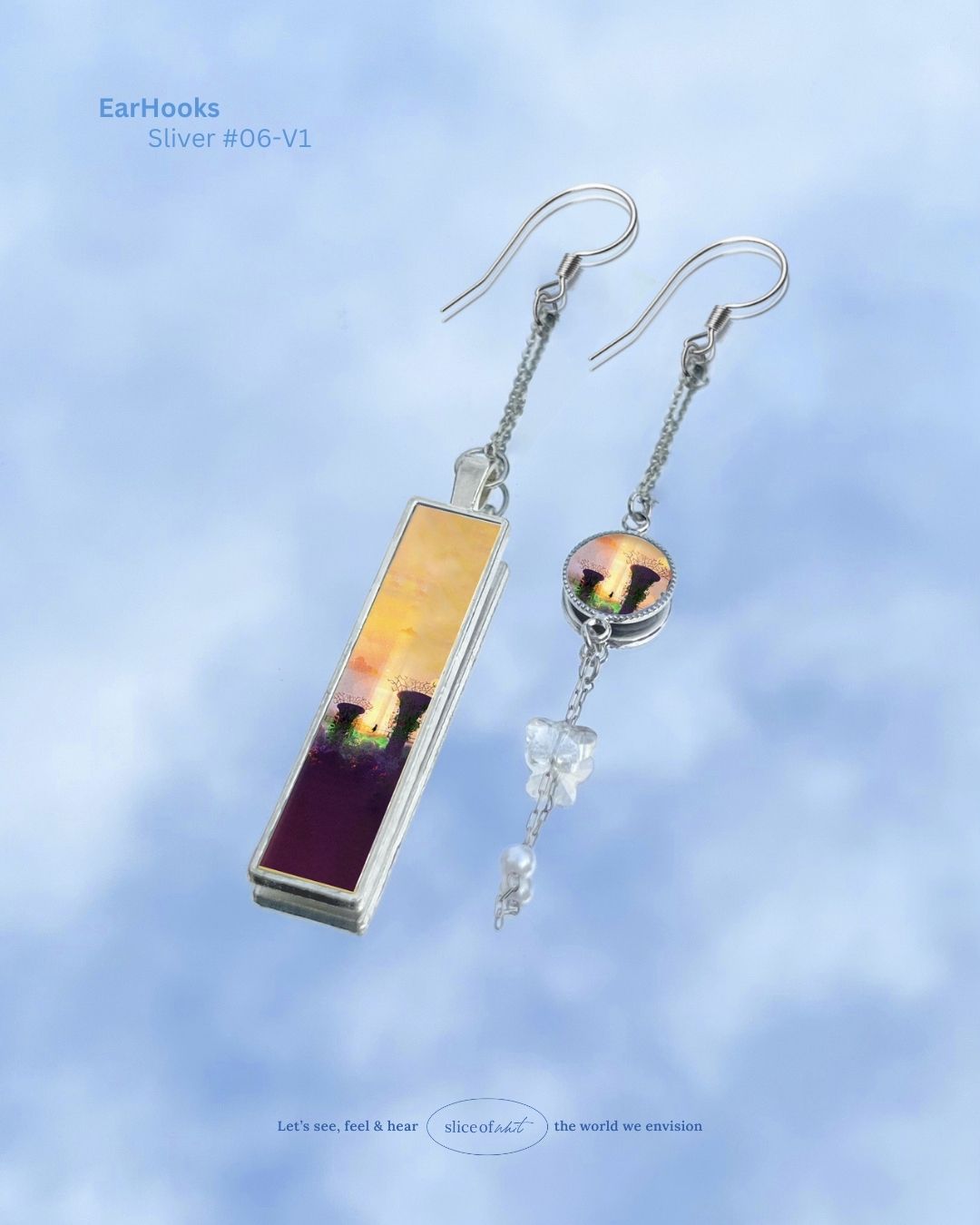 Midnight Unravel Waves Handmade Ear Cuffs | Illustrated Pastel Jewellery | Singapore Art Souvenir