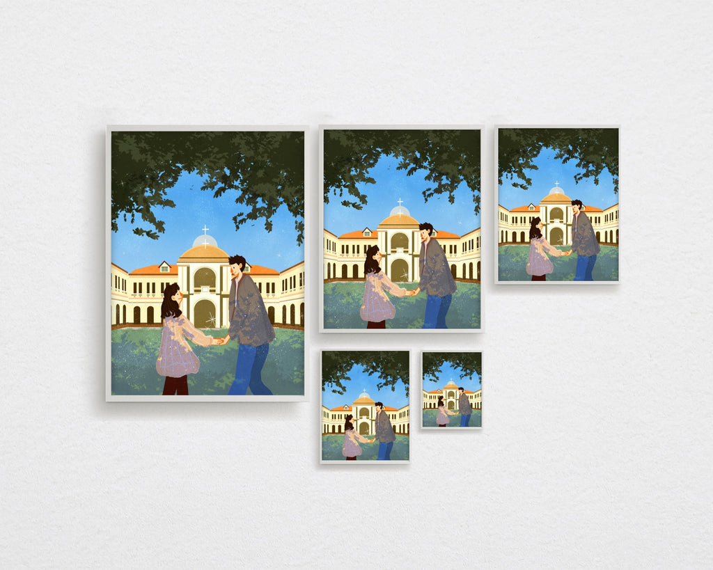 Couple Museum Date | Singapore Landmarks Art Print