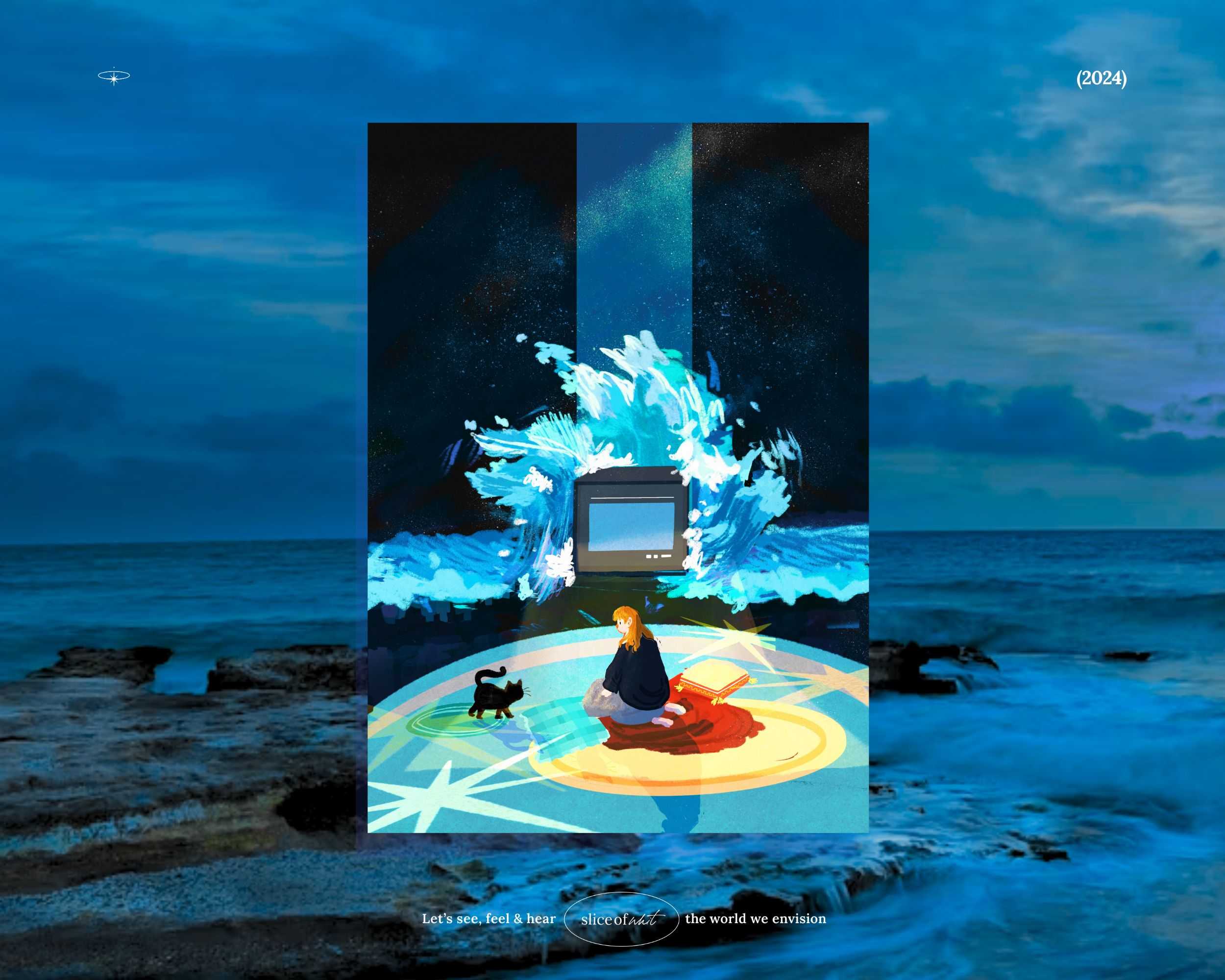 Waves of Feelings Print | Girl Cat Television