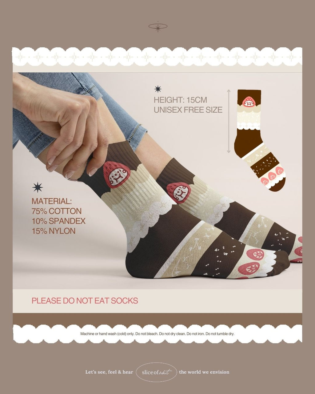 Strawberry & Chocolate Cake Socks