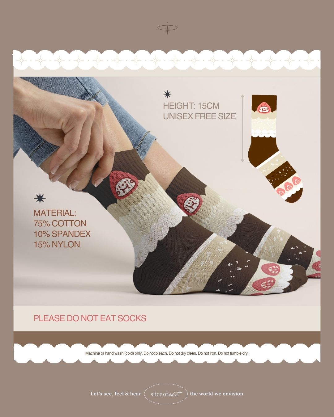 Strawberry & Chocolate Cake Socks