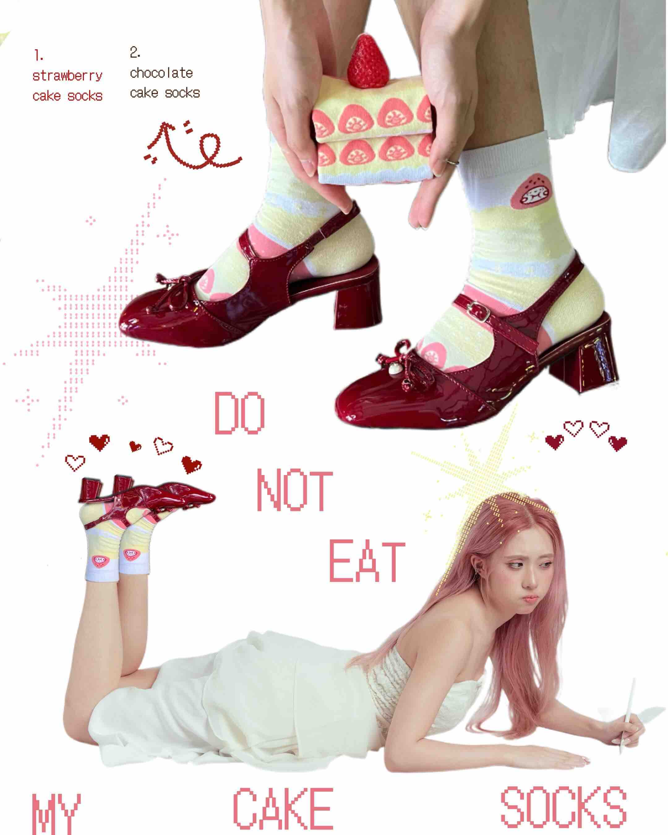 Strawberry & Chocolate Cake Socks