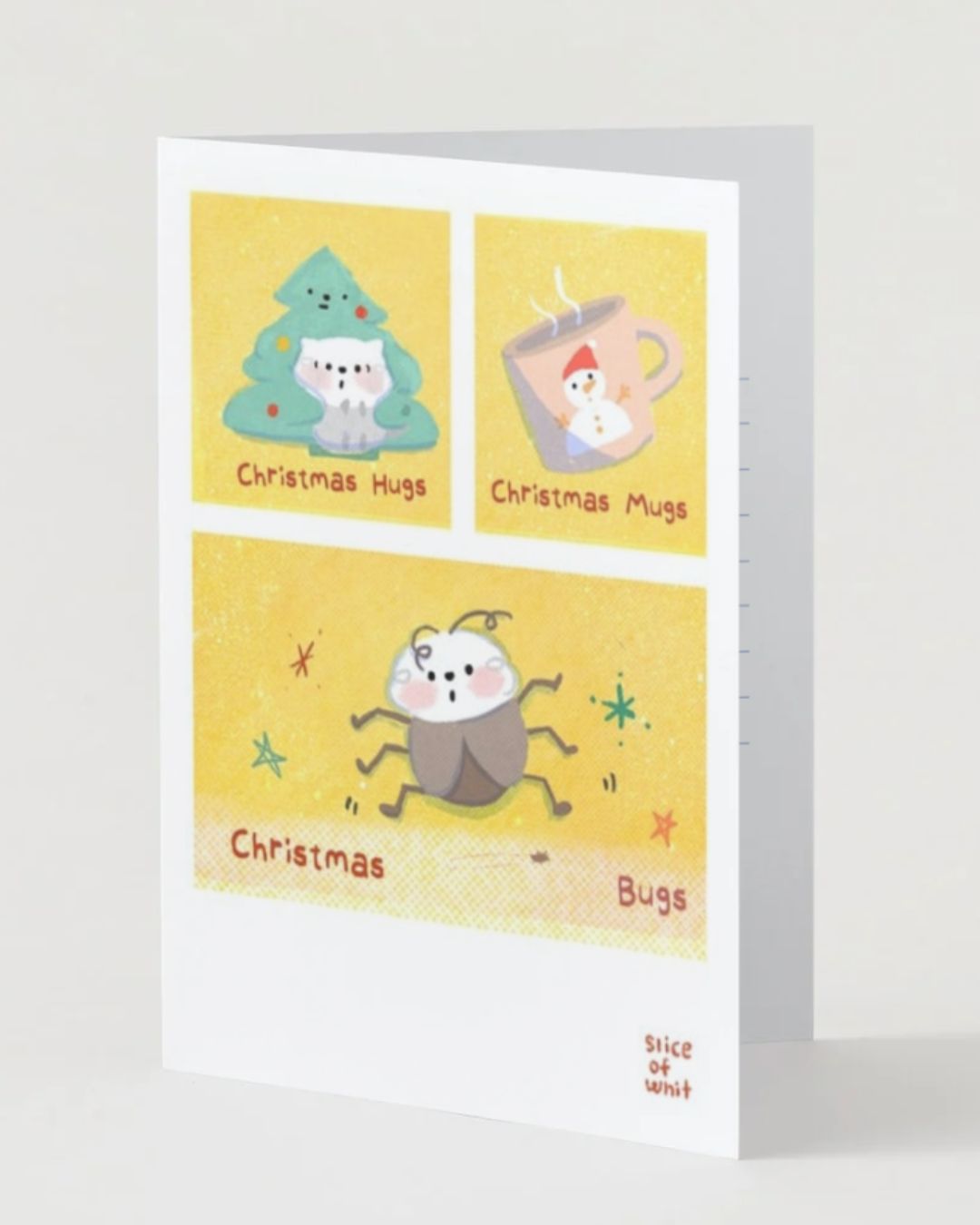 Christmas Hugs? Mugs? Bugs? | Illustrated Greeting Card Art Print Christmas Festive Card