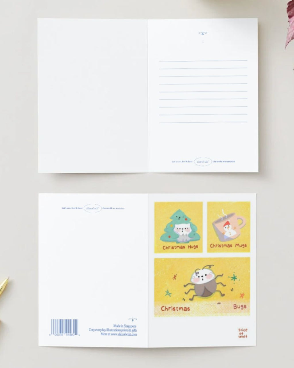 Christmas Hugs? Mugs? Bugs? | Illustrated Greeting Card Art Print Christmas Festive Card