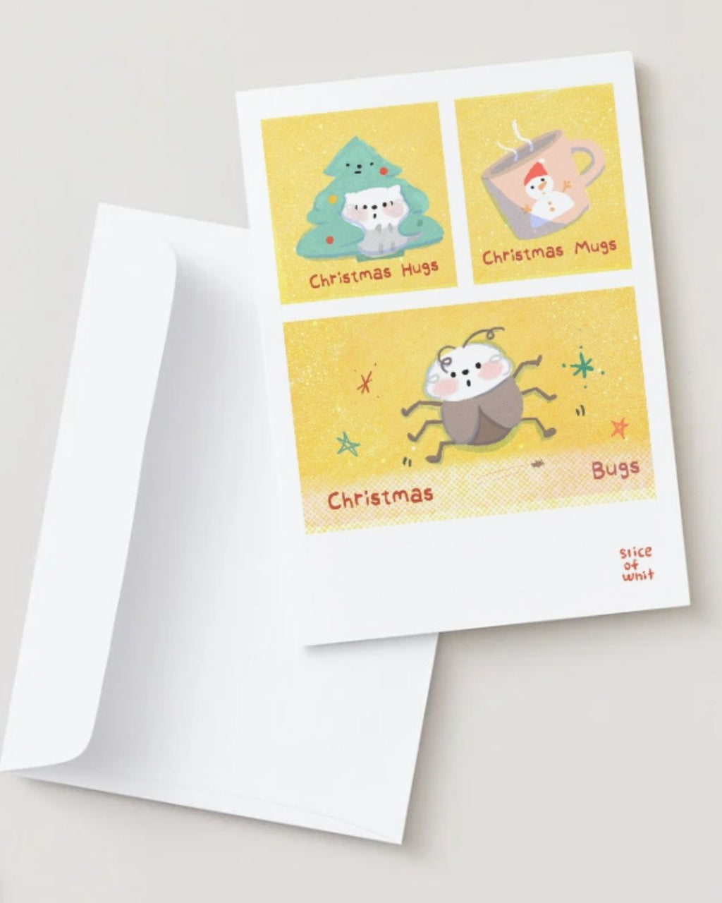 Christmas Hugs? Mugs? Bugs? | Illustrated Greeting Card Art Print Christmas Festive Card