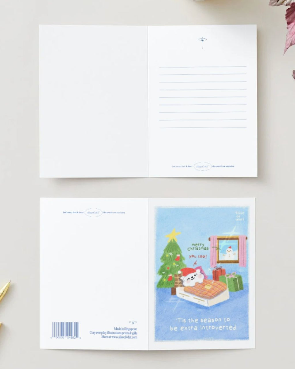 Tis The Season To Be Extra Introverted | Illustrated Greeting Card Art Print Christmas Festive Card