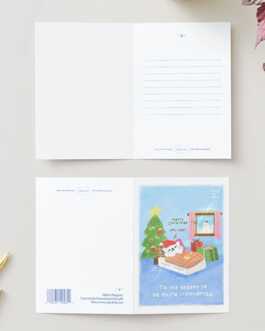 Tis The Season To Be Extra Introverted | Illustrated Greeting Card Art Print Christmas Festive Card