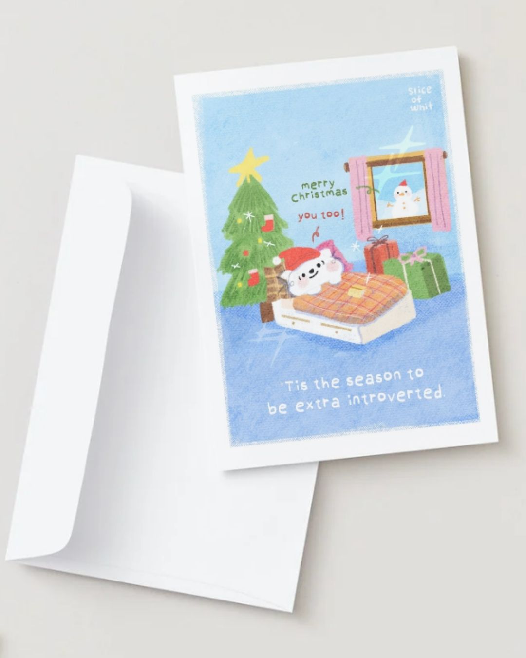 Tis The Season To Be Extra Introverted | Illustrated Greeting Card Art Print Christmas Festive Card