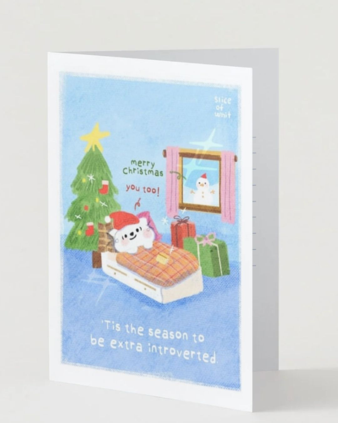 Tis The Season To Be Extra Introverted | Illustrated Greeting Card Art Print Christmas Festive Card
