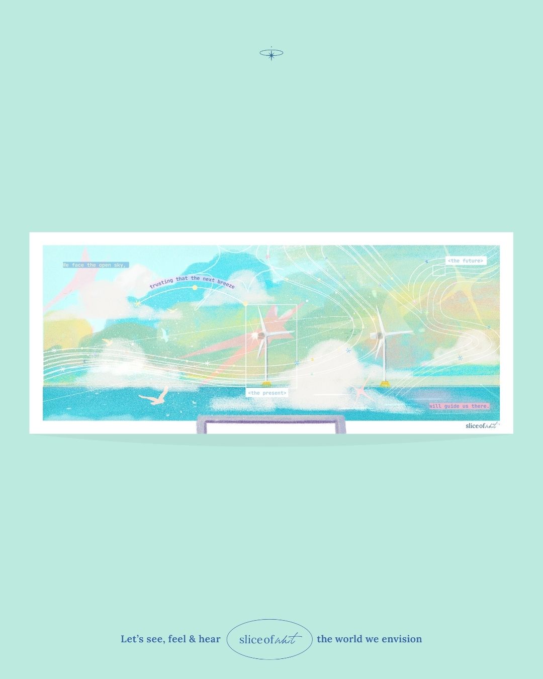 Jeju Sinchang Windmill Coastal Road Art Print – Illustrated Jeju Korea Landscape Decor