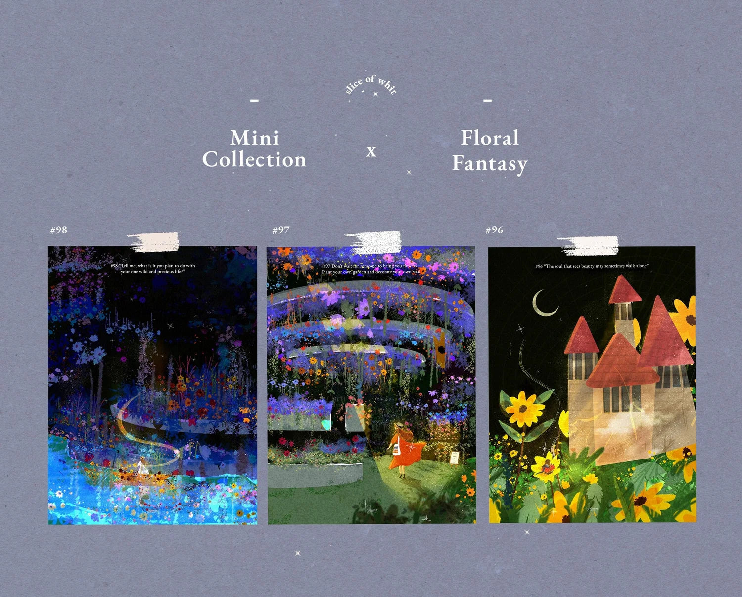 Floral Fantasy (Set of 3—Postcard)