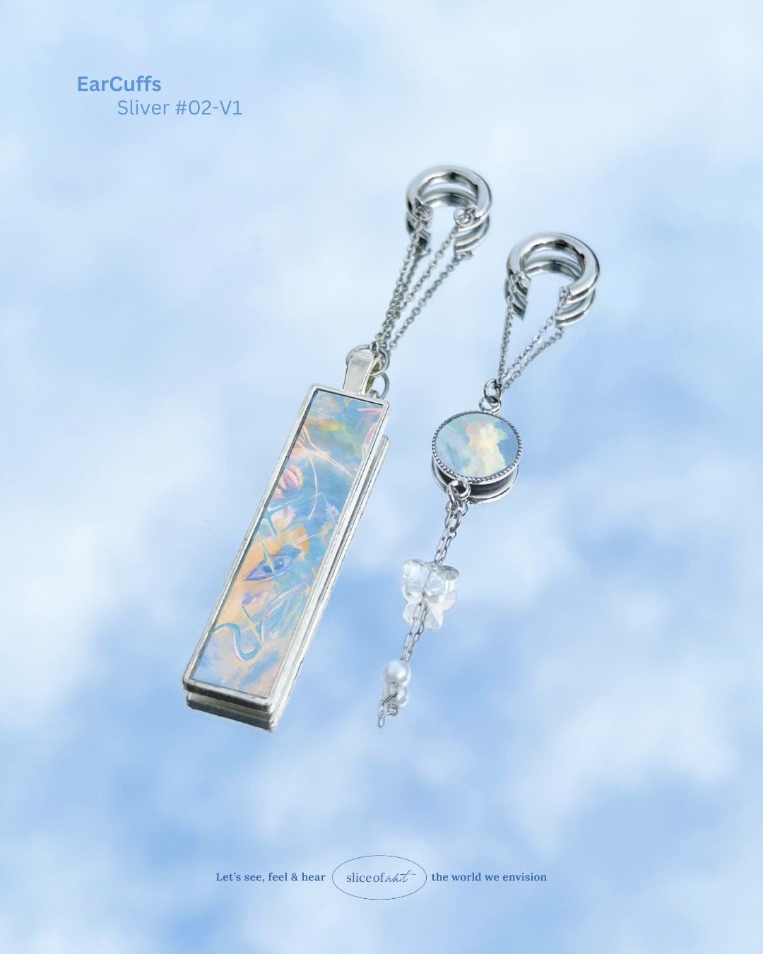 Midnight Unravel Waves Handmade Ear Cuffs | Illustrated Pastel Jewellery | Singapore Art Souvenir