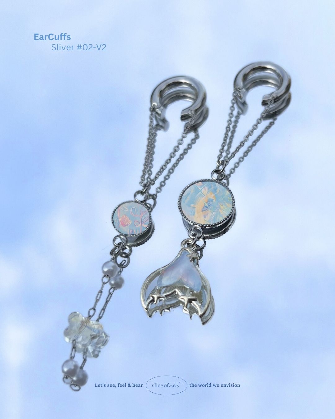 Midnight Unravel Waves Handmade Ear Cuffs | Illustrated Pastel Jewellery | Singapore Art Souvenir