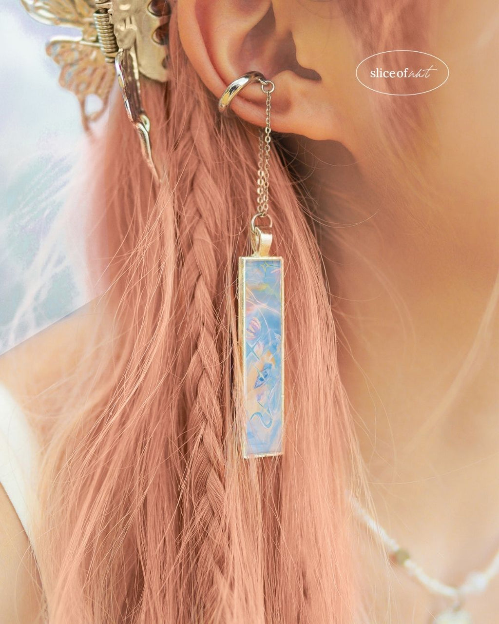 Midnight Unravel Waves Handmade Ear Cuffs | Illustrated Pastel Jewellery | Singapore Art Souvenir