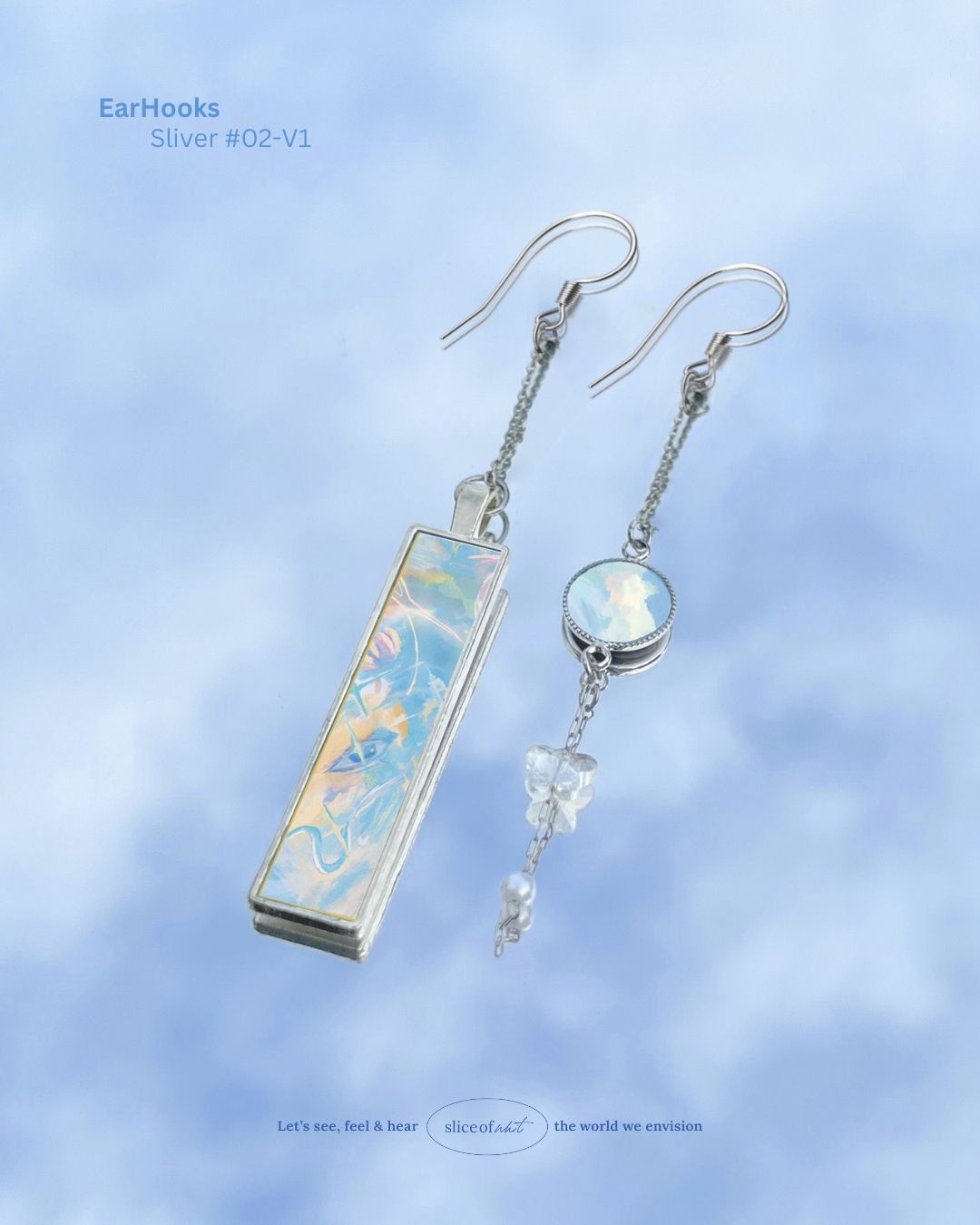 Midnight Unravel Waves Handmade Ear Cuffs | Illustrated Pastel Jewellery | Singapore Art Souvenir