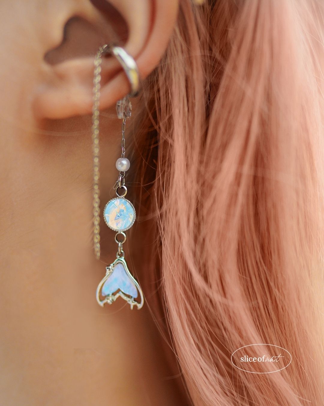 Midnight Unravel Waves Handmade Ear Cuffs | Illustrated Pastel Jewellery | Singapore Art Souvenir