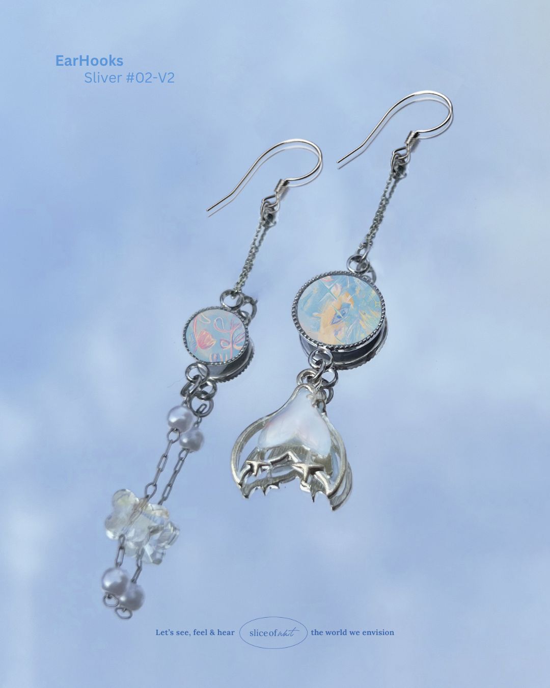 Midnight Unravel Waves Handmade Ear Cuffs | Illustrated Pastel Jewellery | Singapore Art Souvenir