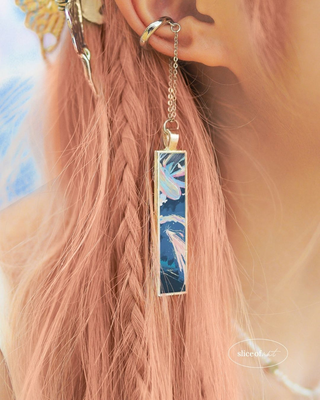 Midnight Unravel Waves Handmade Ear Cuffs | Illustrated Pastel Jewellery | Singapore Art Souvenir