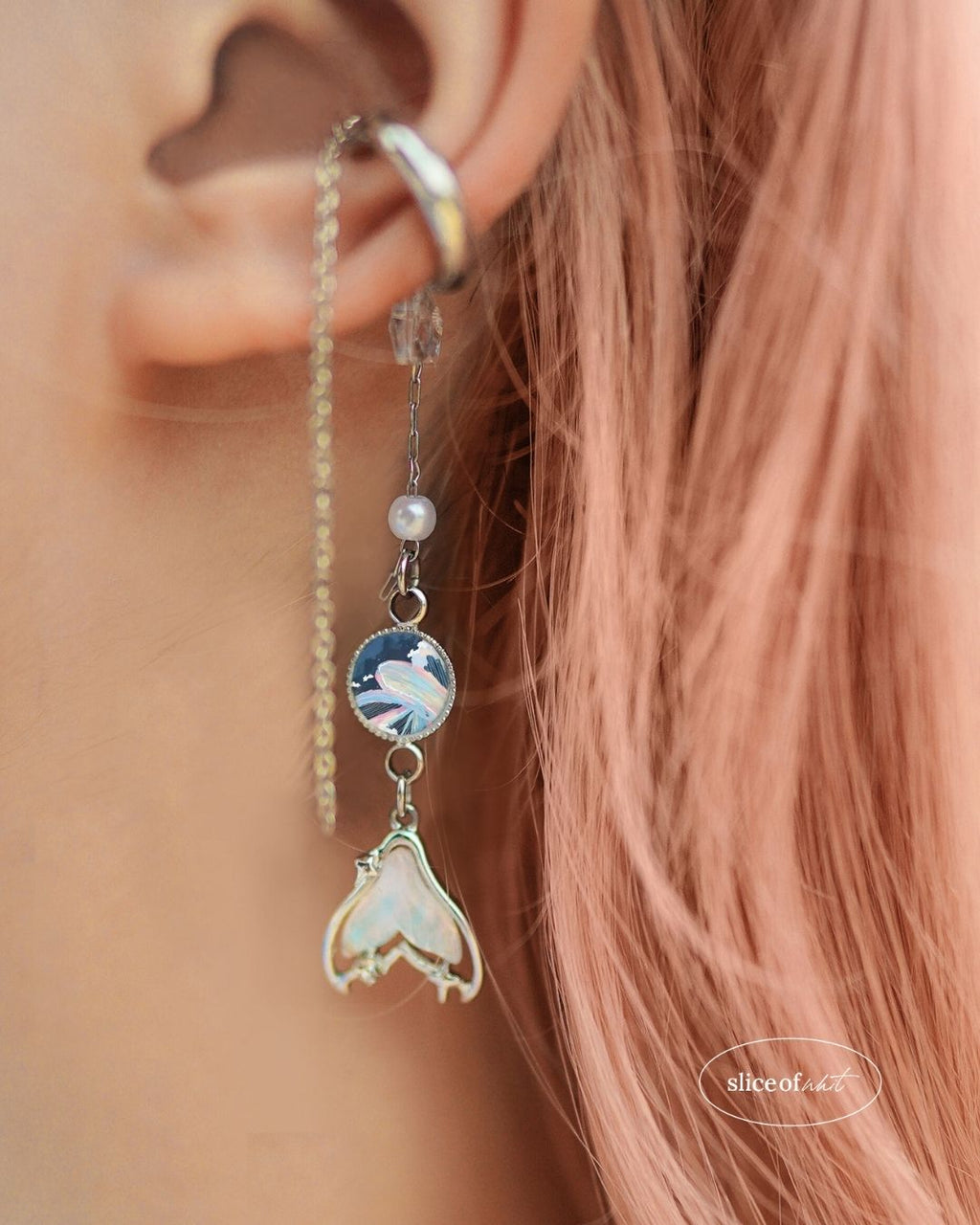Midnight Unravel Waves Handmade Ear Cuffs | Illustrated Pastel Jewellery | Singapore Art Souvenir