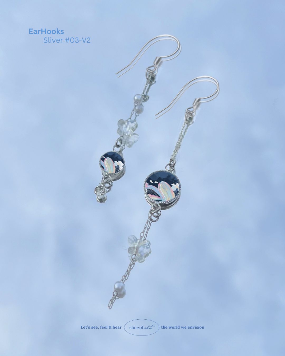 Midnight Unravel Waves Handmade Ear Cuffs | Illustrated Pastel Jewellery | Singapore Art Souvenir