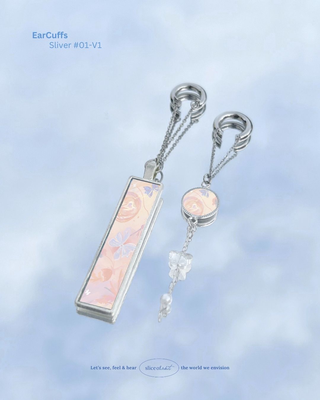 Midnight Unravel Waves Handmade Ear Cuffs | Illustrated Pastel Jewellery | Singapore Art Souvenir