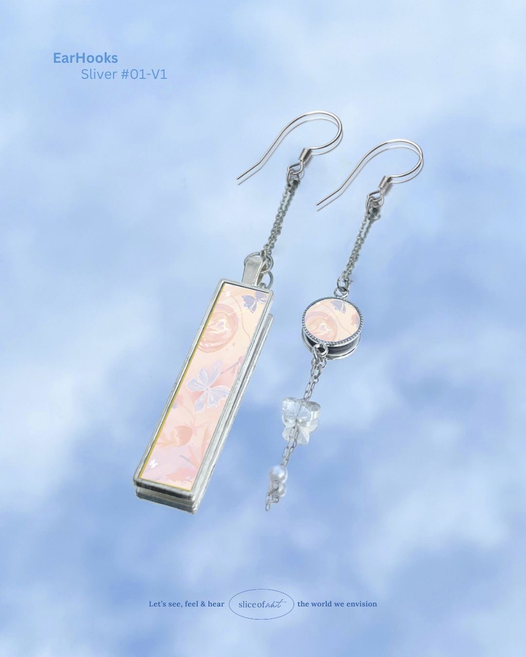 Midnight Unravel Waves Handmade Ear Cuffs | Illustrated Pastel Jewellery | Singapore Art Souvenir