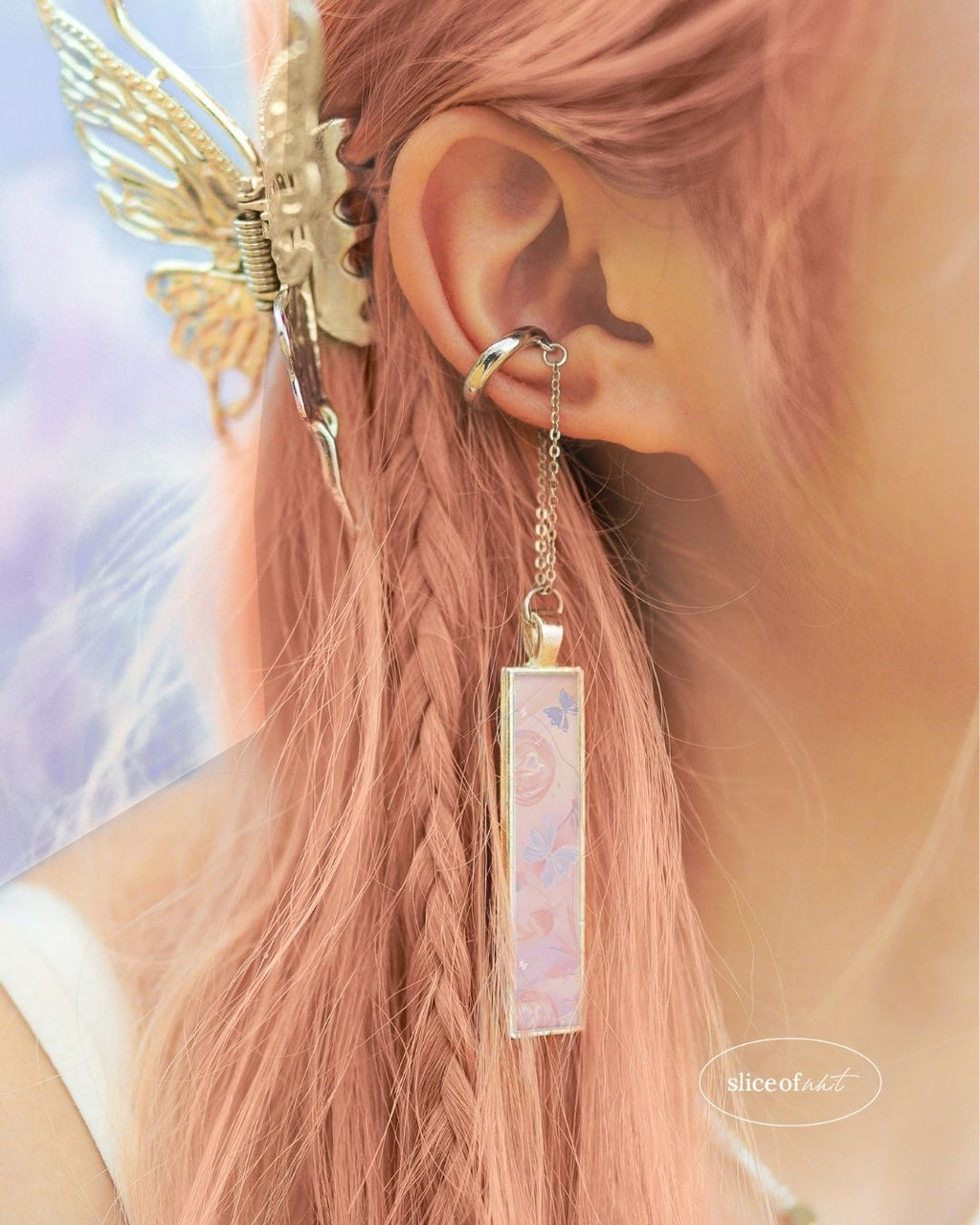 Midnight Unravel Waves Handmade Ear Cuffs | Illustrated Pastel Jewellery | Singapore Art Souvenir