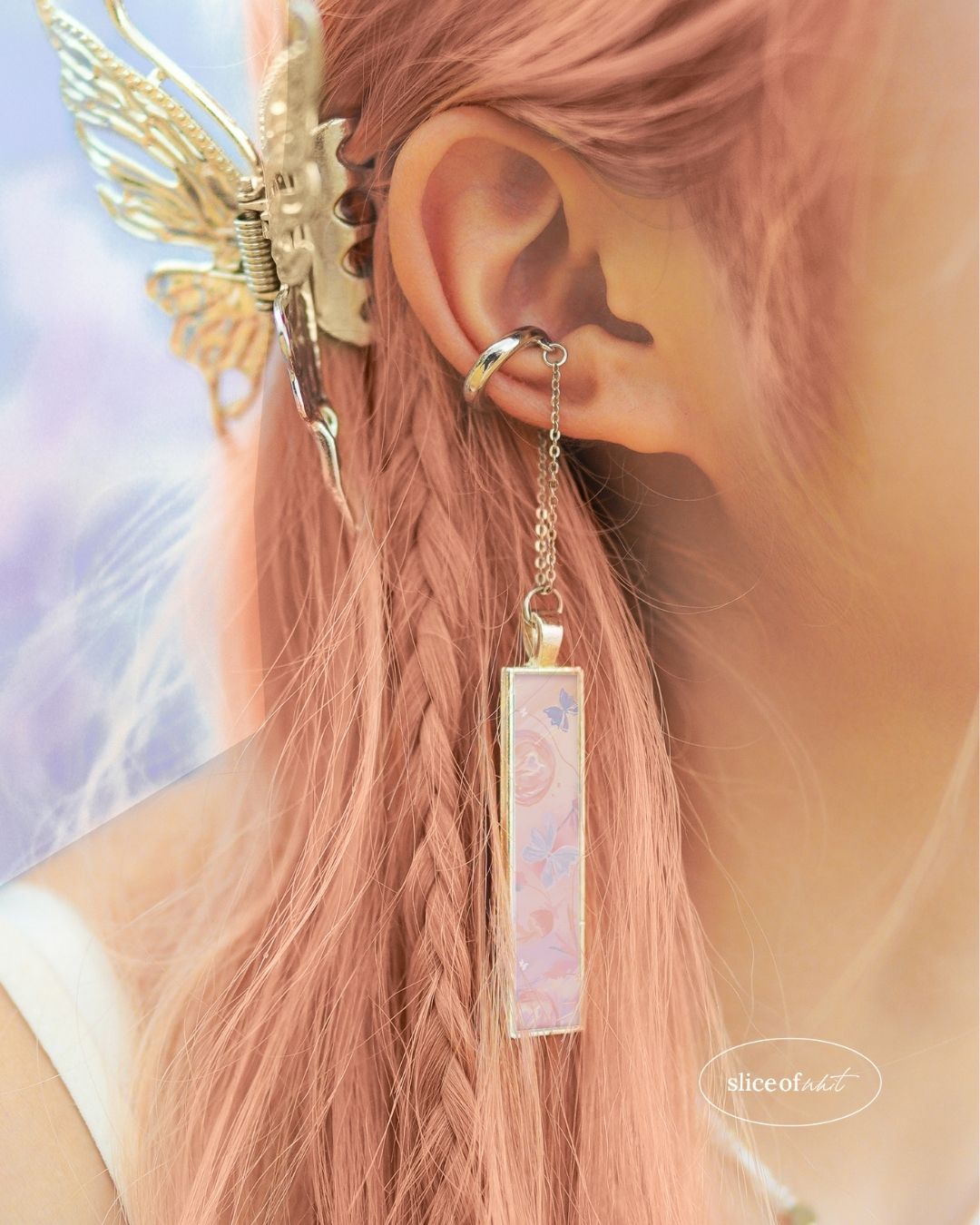 Midnight Unravel Waves Handmade Ear Cuffs | Illustrated Pastel Jewellery | Singapore Art Souvenir