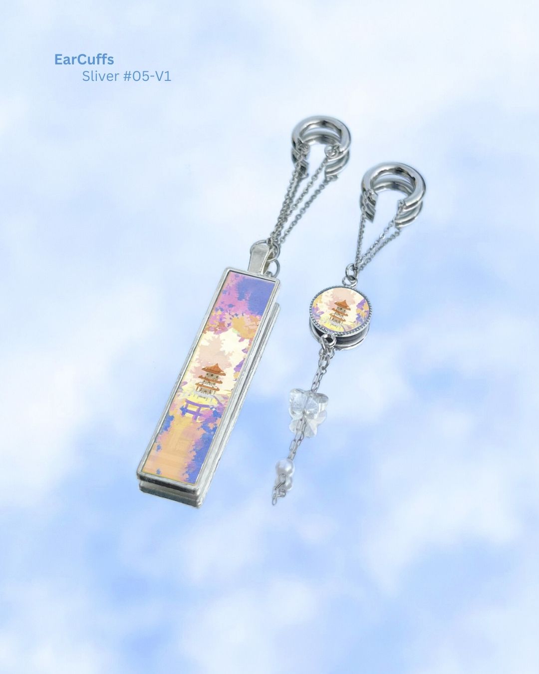 Midnight Unravel Waves Handmade Ear Cuffs | Illustrated Pastel Jewellery | Singapore Art Souvenir