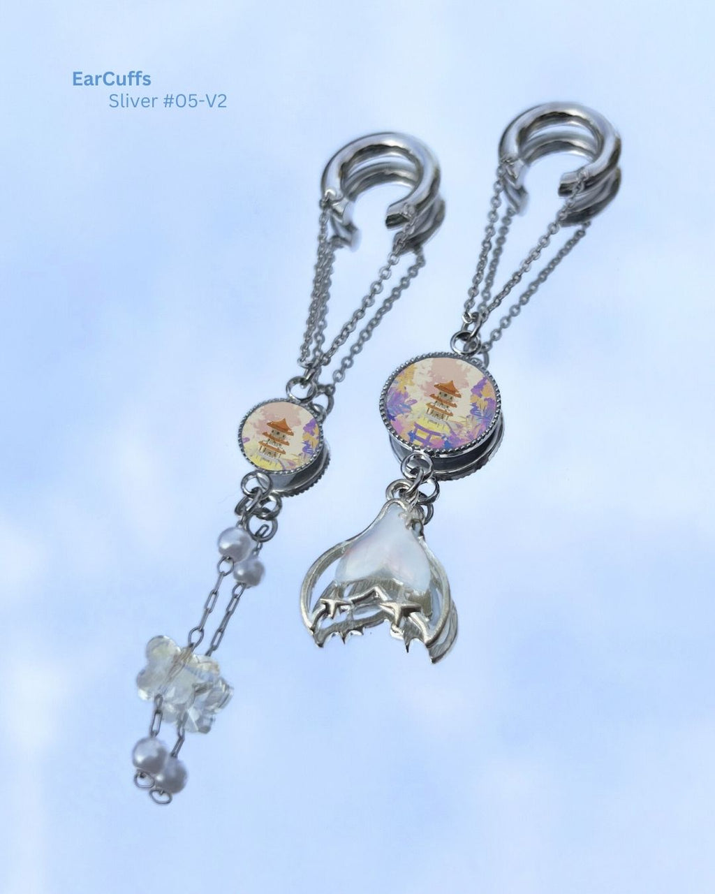 Midnight Unravel Waves Handmade Ear Cuffs | Illustrated Pastel Jewellery | Singapore Art Souvenir