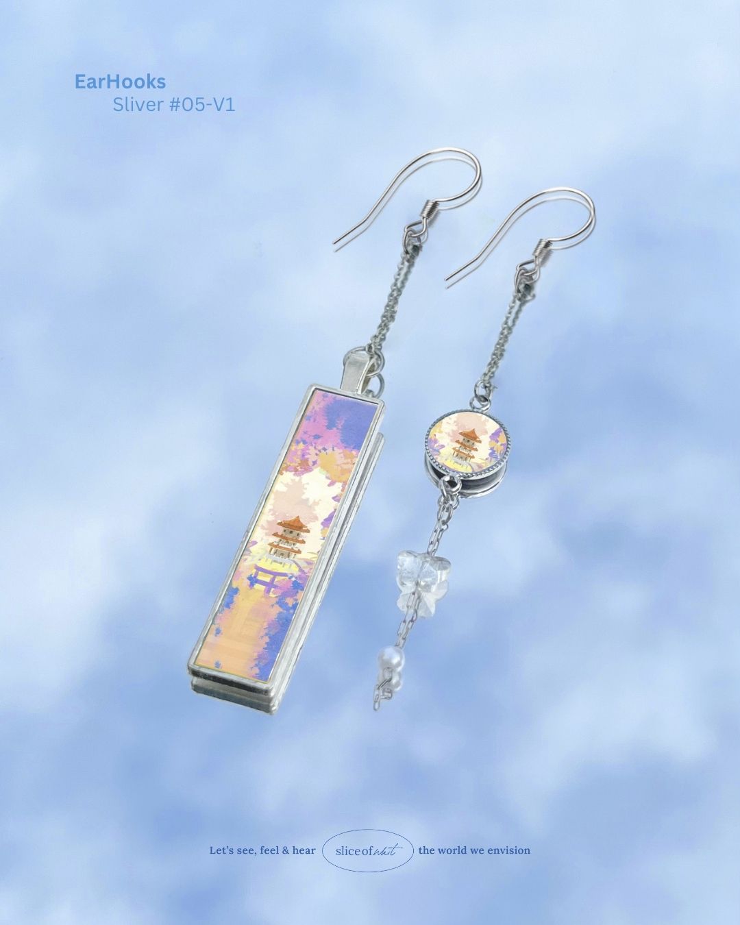 Midnight Unravel Waves Handmade Ear Cuffs | Illustrated Pastel Jewellery | Singapore Art Souvenir