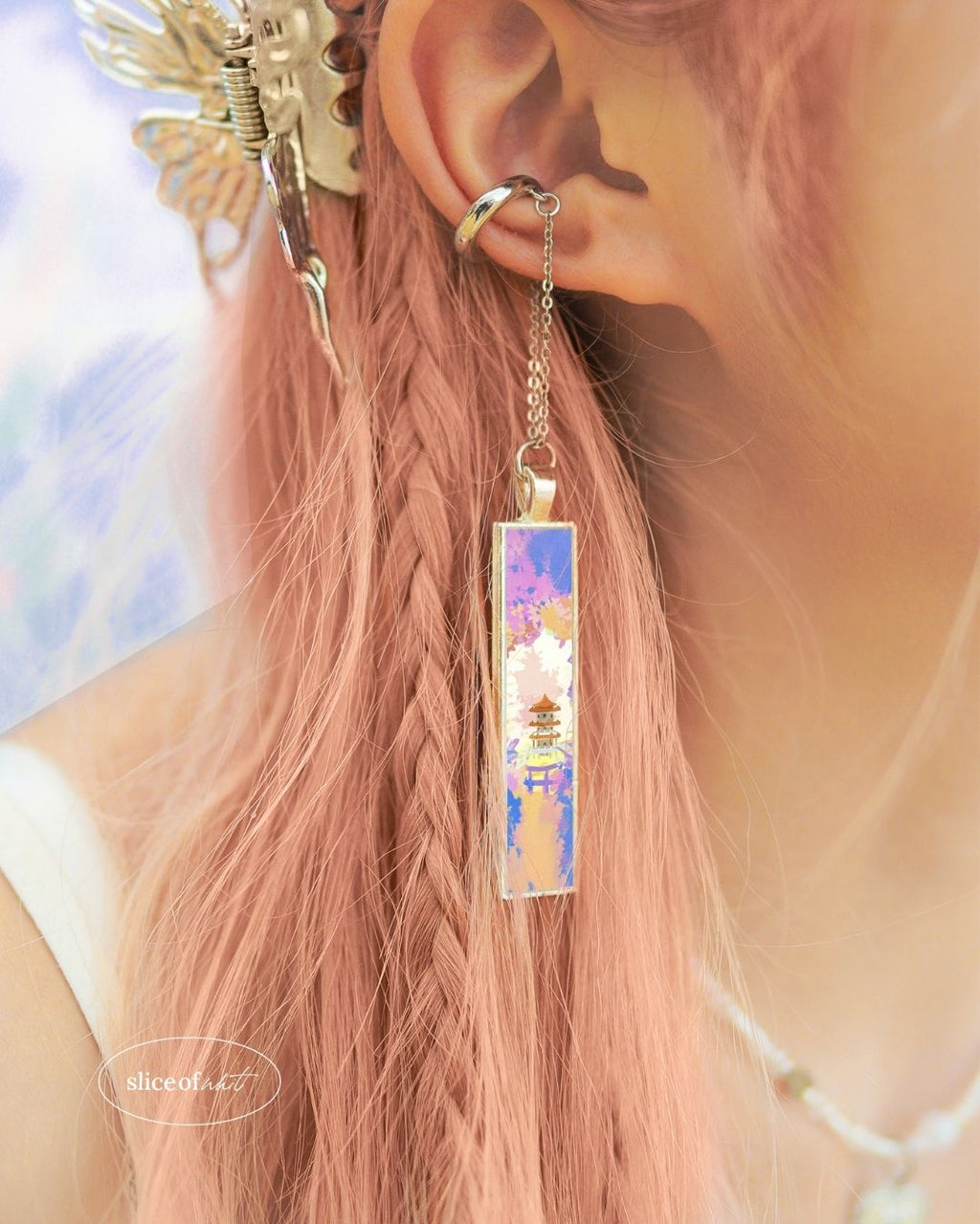 Midnight Unravel Waves Handmade Ear Cuffs | Illustrated Pastel Jewellery | Singapore Art Souvenir