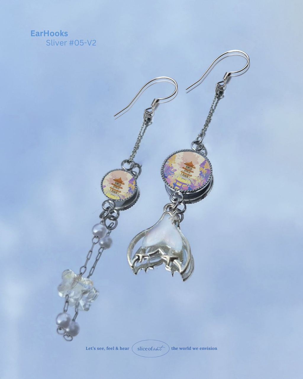 Midnight Unravel Waves Handmade Ear Cuffs | Illustrated Pastel Jewellery | Singapore Art Souvenir