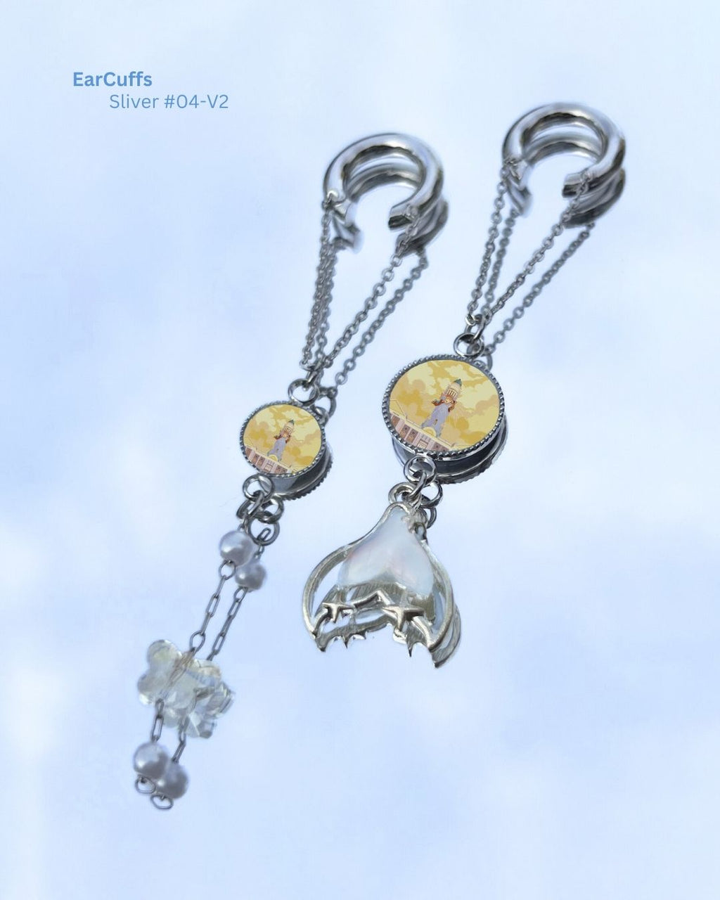 Midnight Unravel Waves Handmade Ear Cuffs | Illustrated Pastel Jewellery | Singapore Art Souvenir