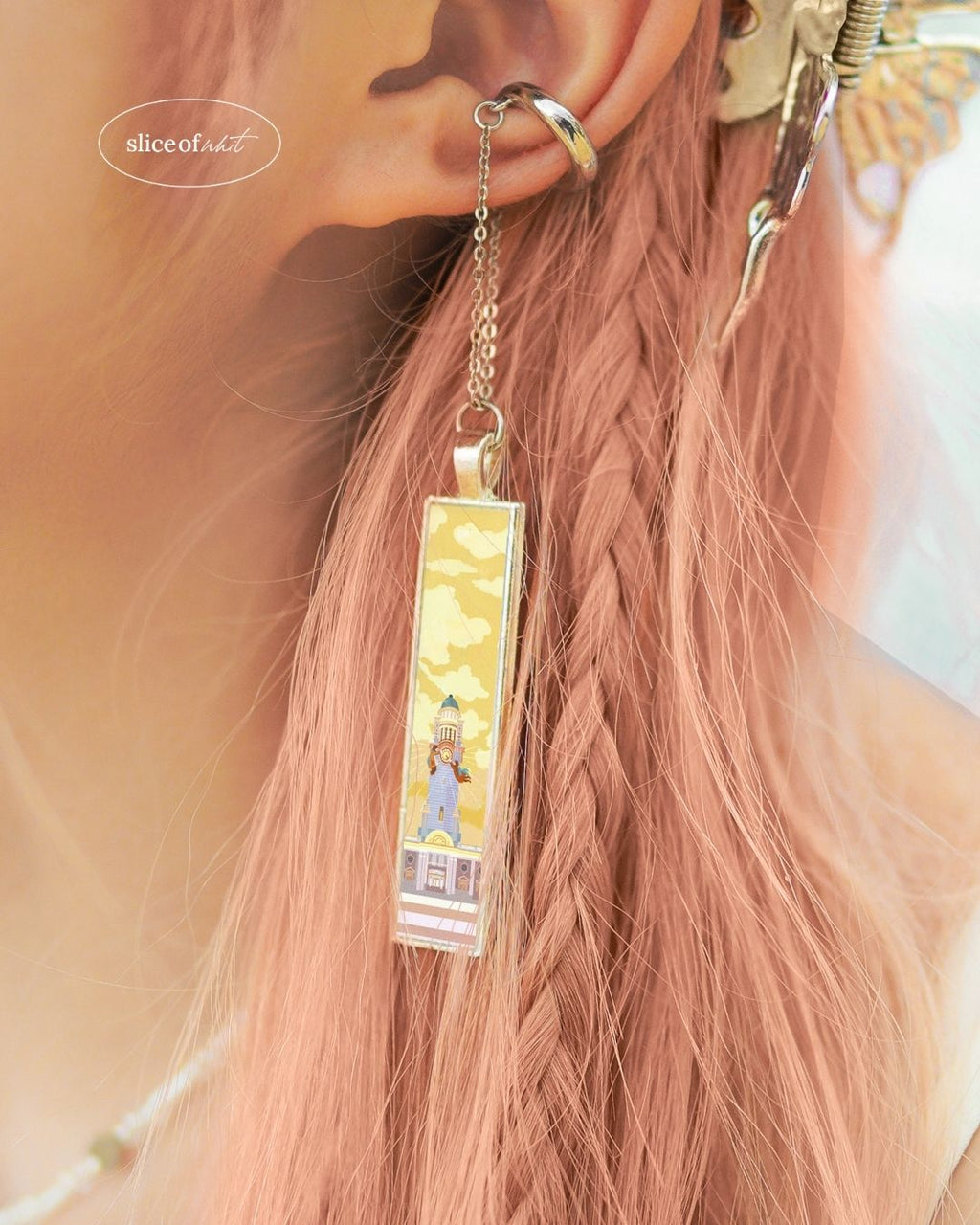 Midnight Unravel Waves Handmade Ear Cuffs | Illustrated Pastel Jewellery | Singapore Art Souvenir