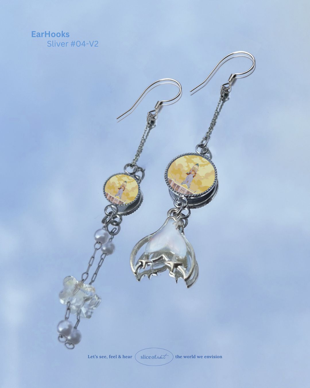 Midnight Unravel Waves Handmade Ear Cuffs | Illustrated Pastel Jewellery | Singapore Art Souvenir